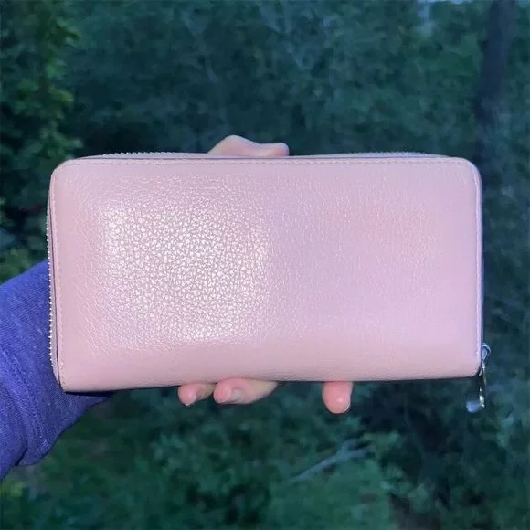 COACH Long Zip-Around Pink Pebble Leather Phone Wallet with Silver Hardware - Picture 4 of 7